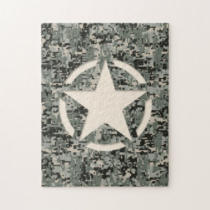 Star Stencil on Digital Camouflage Jigsaw Puzzle