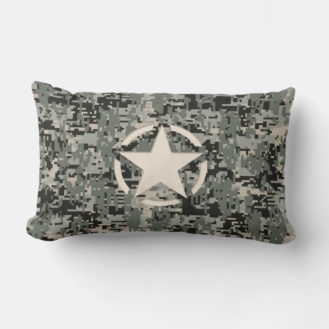 Star Stencil on Digital Camouflage Lumbar Cushion (Front)
