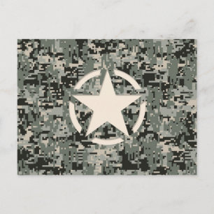 Star Stencil on Digital Camouflage Postcard