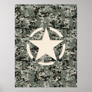 Star Stencil on Digital Camouflage Poster