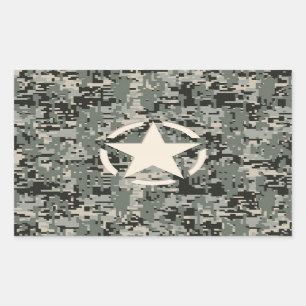 Star Stencil on Digital Camouflage Rectangular Sticker