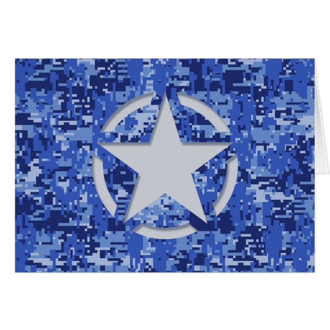 Star Stencil Retro Navy Blue Camouflage (Front Horizontal)