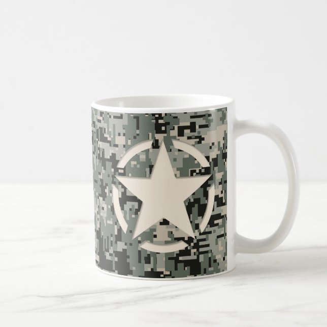 Star Stencil Style Khaki Digital Camouflage Coffee Mug (Right)