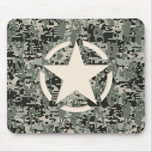 Star Stencil Style Khaki Digital Camouflage Mouse Pad