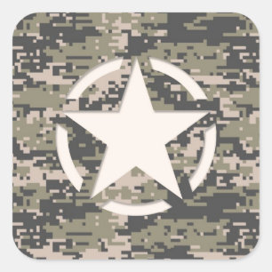 Star Stencil Tag Decal Style Khaki Camouflage