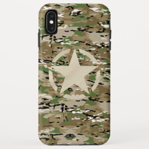 Star Stencil Tag Style Decal on Camo Style iPhone XS Max Case