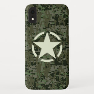 Star Stencil Vintage Decal Green Camouflage iPhone XR Case