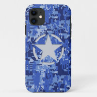 Star Stencil Vintage Decal Navy Blue Digital Camo