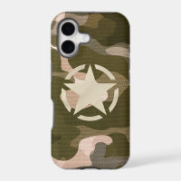 Star Stencil Vintage Decal on Camo Style iPhone Ca