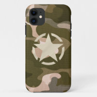Star Stencil Vintage Decal on Camo Style iPhone Ca