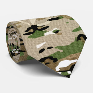 Star Stencil Vintage Khaki Decal on Camo Style Tie