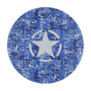 Star Stencil Vintage Navy Blue Digital Camo Cutting Board