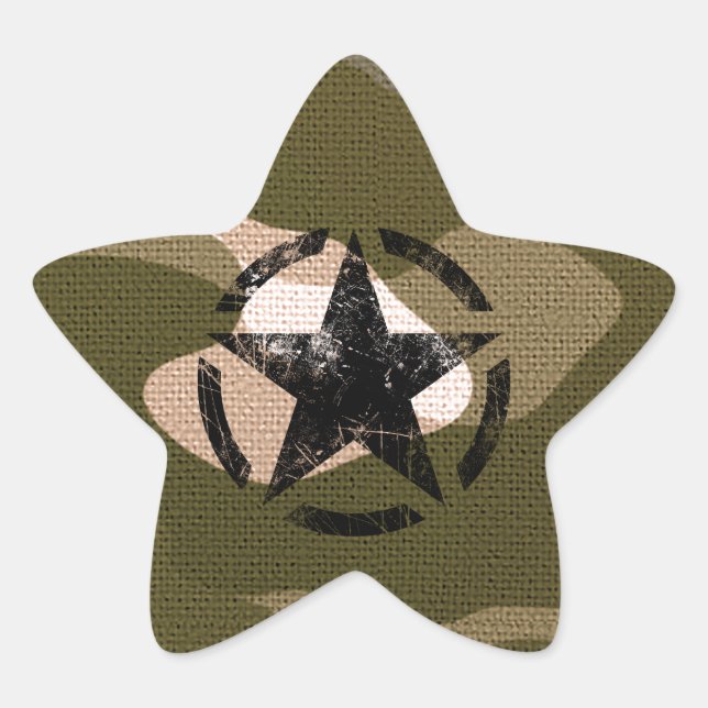 Star Stencil Vintage on Camouflage Sticker (Front)