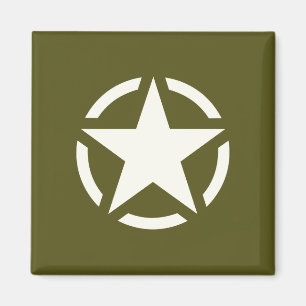 Star Stencil Vintage on Khaki Green Magnet