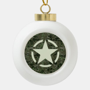 Star Stencil Vintage Symbol Digital Camouflage Ceramic Ball Christmas Ornament