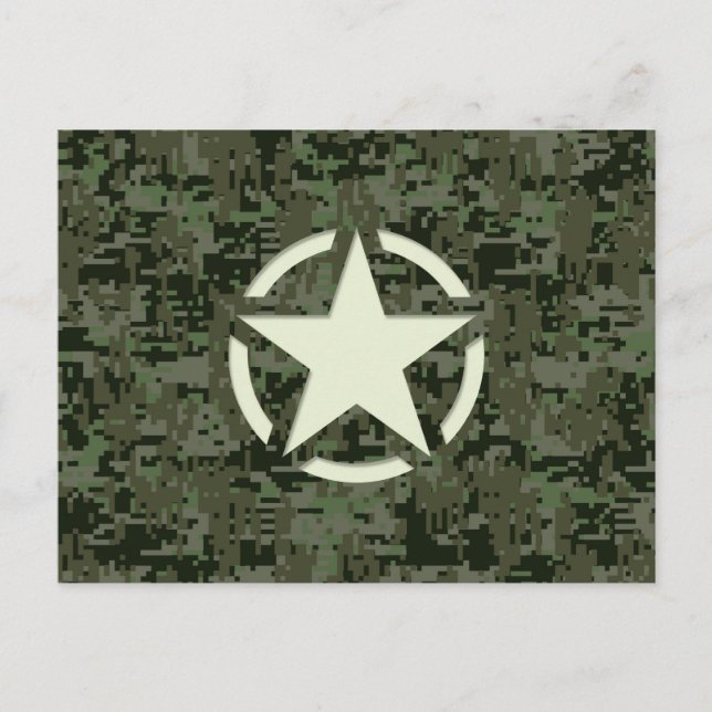 Star Stencil Vintage Symbol Digital Camouflage Postcard (Front)