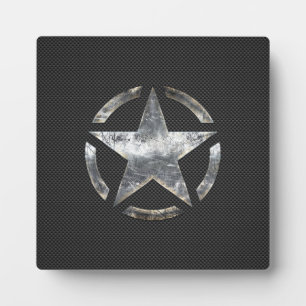 Star Stencil Vintage Tag Carbon Fibre Style Plaque