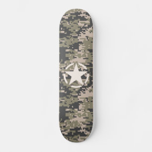 Star Stencil Vintage Tag Digital Khaki Style Skateboard