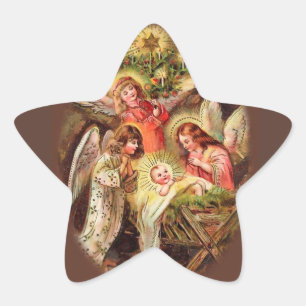 Star Sticker with Angels over Baby Jesus