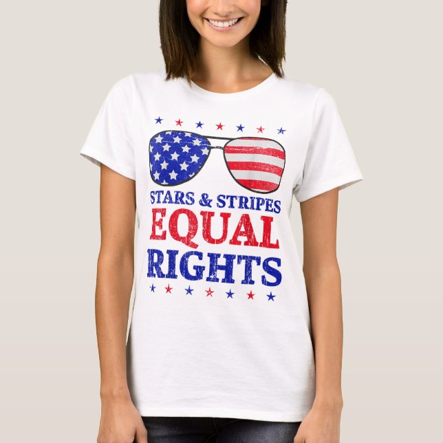 star stripes and equal rights American Flag 4th Of T-Shirt (Front)