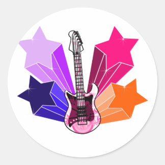 Star Struck Guitar Classic Round Sticker