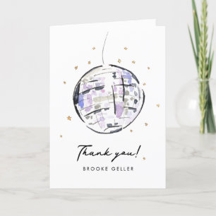 Star Studded Disco Ball Watercolor Thank You Card