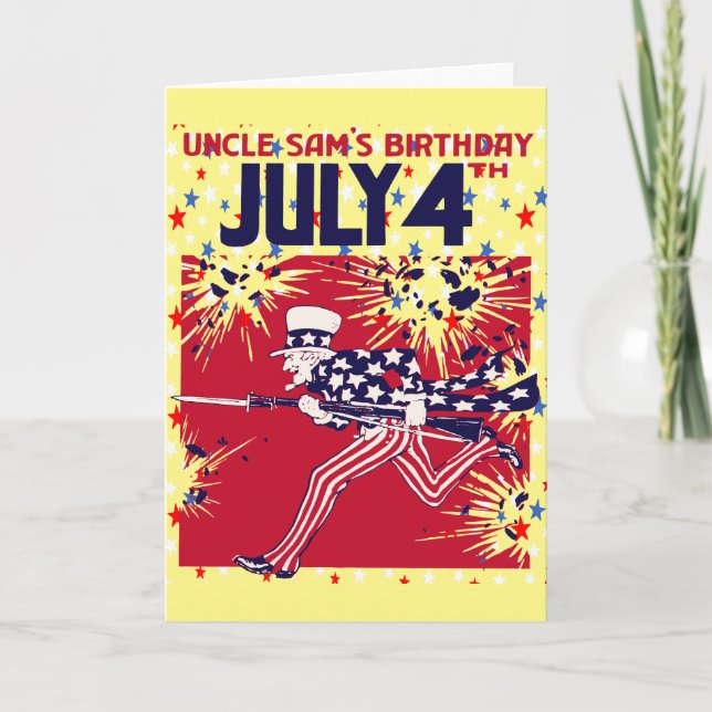 Star Studded Uncle Sam Birthday 4th July Card (Front)