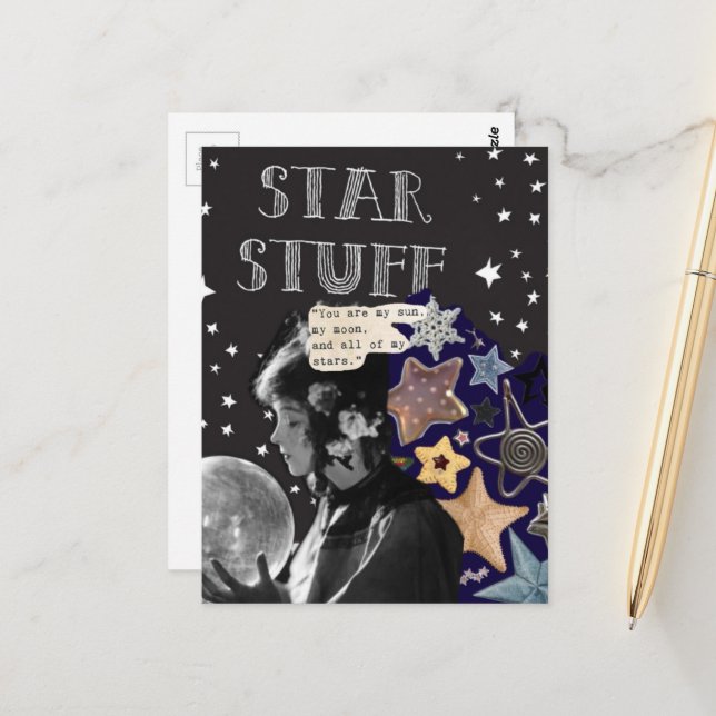 Star Stuff Magical Woman Collage Postcard (Front/Back In Situ)