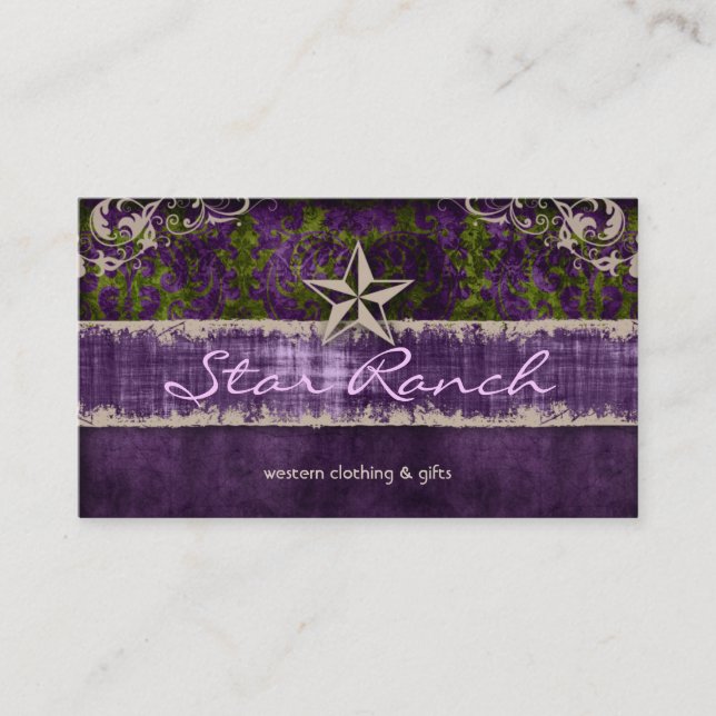 Star Suede Business Card Purple Green H (Front)