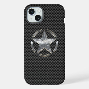 Star Symbol on a Carbon Style Decor iPhone 15 Plus Case