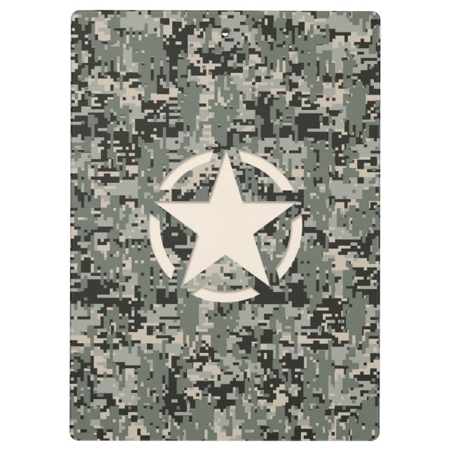 Star Symbol Pixel Digital Camouflage Clipboard (Back)