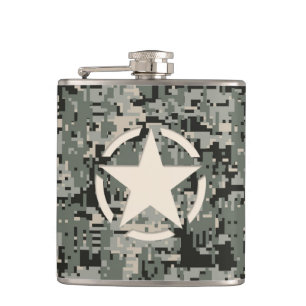 Star Symbol Pixel Digital Camouflage Hip Flask