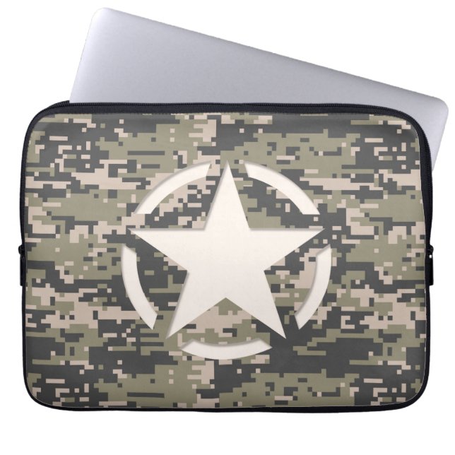 Star Symbol Pixel Digital Camouflage Laptop Sleeve (Front)