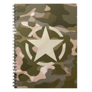Star Tag on Burlap Camouflage Style Notebook