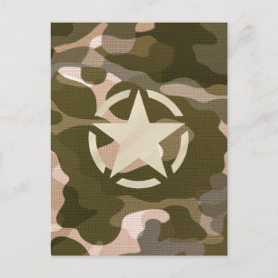 Star Tag on Burlap Camouflage Style Postcard