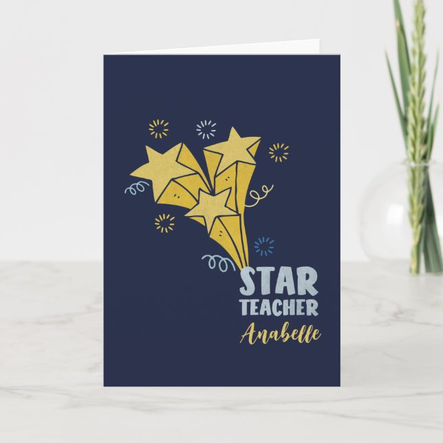 Star Teacher Custom Name Thank You Card (Front)