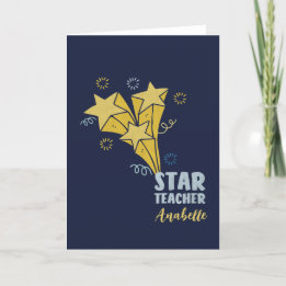 Star Teacher Custom Name Thank You Card