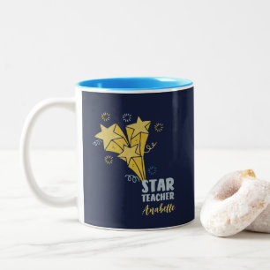 Star Teacher Custom Name Two-Tone Coffee Mug