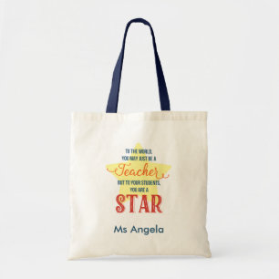 Star Teacher Quote - Personalized Teacher Tote Bag