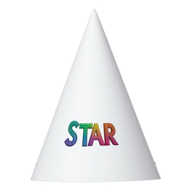 STAR Text Party Hat Birthday Hat  (Front)
