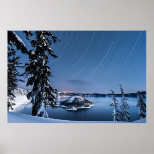 Star Trails Crater Lake National Park Poster