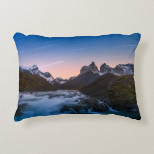 Star Trails Over Torres Del Paine Decorative Cushion