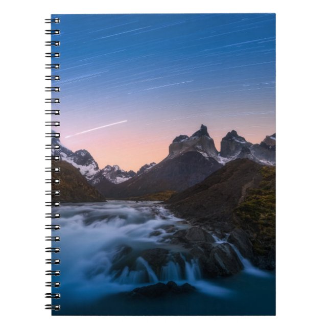 Star Trails Over Torres Del Paine Notebook (Front)