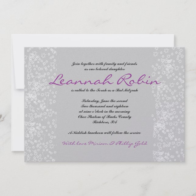 STAR TREE Bar Bat Mitzvah Invitation (Front)