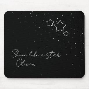 Star Trio in Black & White with message and name Mouse Pad