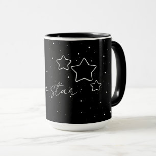 Star Trio in Black & White with message and name Mug