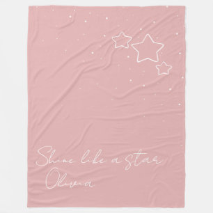 Star Trio in Pink & White with message and name Fleece Blanket