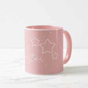 Star Trio in Pink & White with message and name Mug