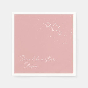 Star Trio in Pink & White with message and name Napkin