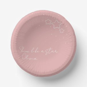 Star Trio in Pink & White with message and name Paper Plate
